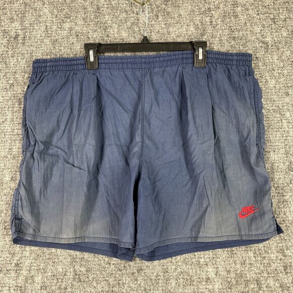 Nike Shorts Mens XL Blue Vintage 90s Swimwear‎ Spellout Back Hit Nylon - Picture 1 of 10